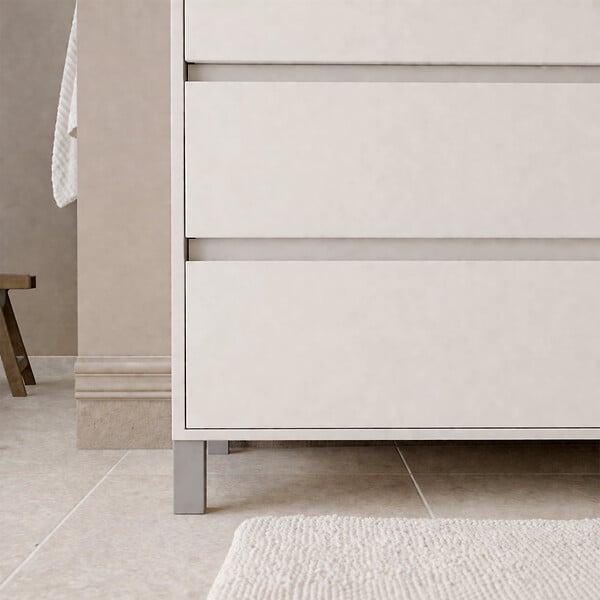 AURLANE - Meuble de salle de bains 80 cm Blanc 3 Tiroirs et Vasque Céramique Noire - XENOS - large