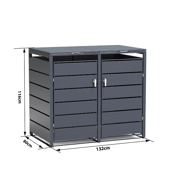 TIMBELA - Cache-Poubelles 2 x 240L TIMBELA M802-2K - large