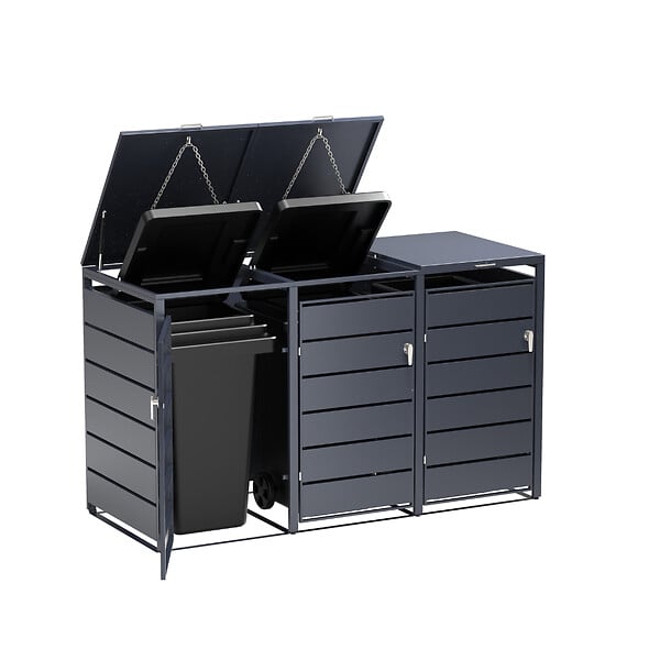TIMBELA - Cache-Poubelles 3 x 240L TIMBELA M802-3K - large