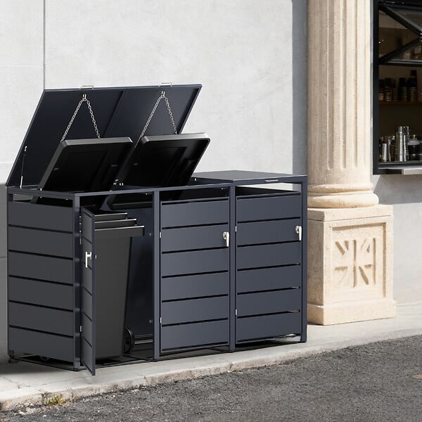 TIMBELA - Cache-Poubelles 3 x 240L TIMBELA M802-3K - large