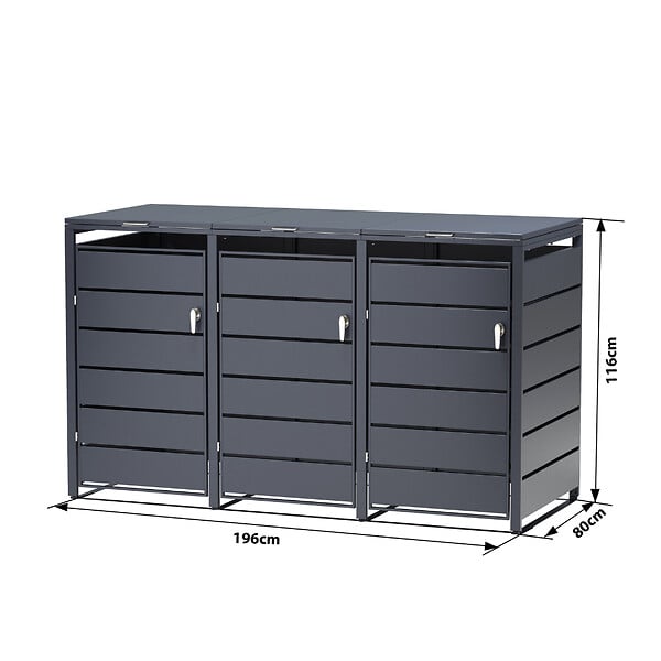 TIMBELA - Cache-Poubelles 3 x 240L TIMBELA M802-3K - large