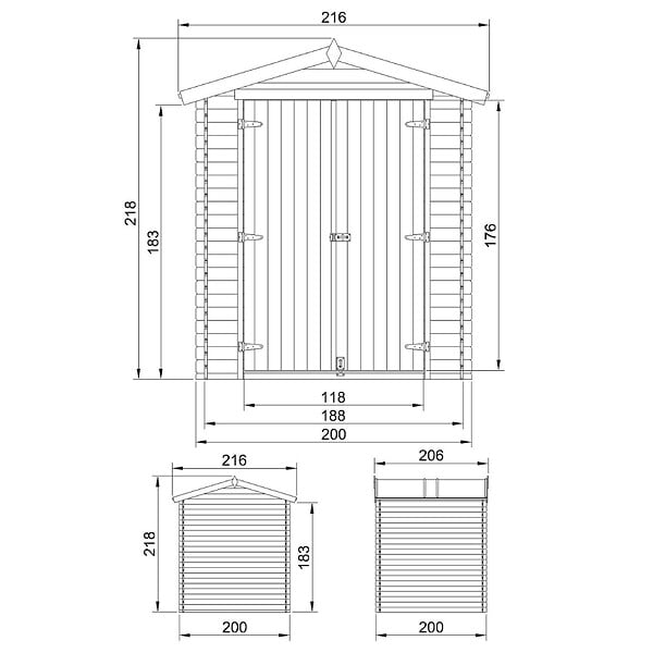 TIMBELA - Abri de Jardin en Bois 3,53 m² TIMBELA M343F1+M343G - large
