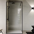 AURLANE - Paroi de Douche 100x200cm Verre trempé 5mm - Cadre et Bras Aluminium NOIR MAT - DARK CONTOURING - vignette