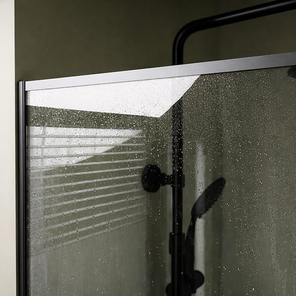 AURLANE - Paroi de Douche 100x200cm Verre trempé 5mm - Cadre et Bras Aluminium NOIR MAT - DARK CONTOURING - large