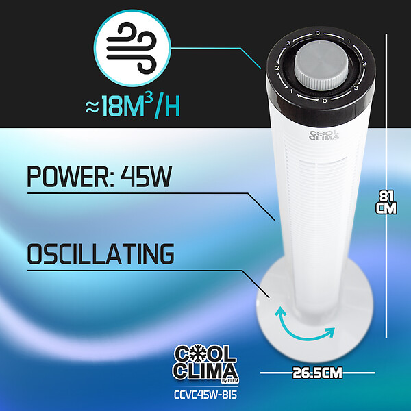 COOL CLIMA - VENTILATEUR COLONNE - COOL CLIMA - CCVC45W-815 - large