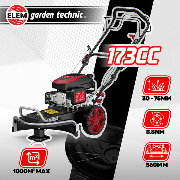 ELEM GARDEN TECHNIC - Débroussailleuse sur roues autotractée 173cc - Diamètre de coupe 56cm - large