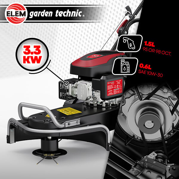 ELEM GARDEN TECHNIC - Débroussailleuse sur roues autotractée 173cc - Diamètre de coupe 56cm - large