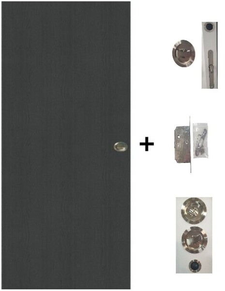 GD MENUISERIES - Porte Coulissante Effet Chêne Anthracite Grey Oak H204 x L73 cm, serrure a condamnation - large