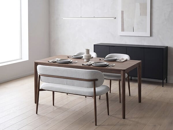HABITAT ET JARDIN - Banc de salle à manger en tissu - 110 cm - "Sélène" - 3 places - Gris clair et marron - large