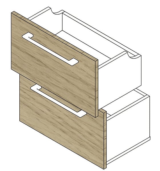 VIF - Set 2 tiroirs en PPSM - Bois clair - 45x35x1,8cm - large