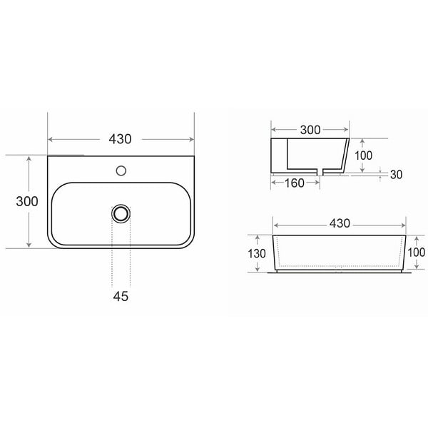 SWISS AQUA TECHNOLOGIES - Lave-mains suspendu 43 x 30 cm blanc pour WC sans trop-plein SAT Brevis (SATBRE4330R) - large