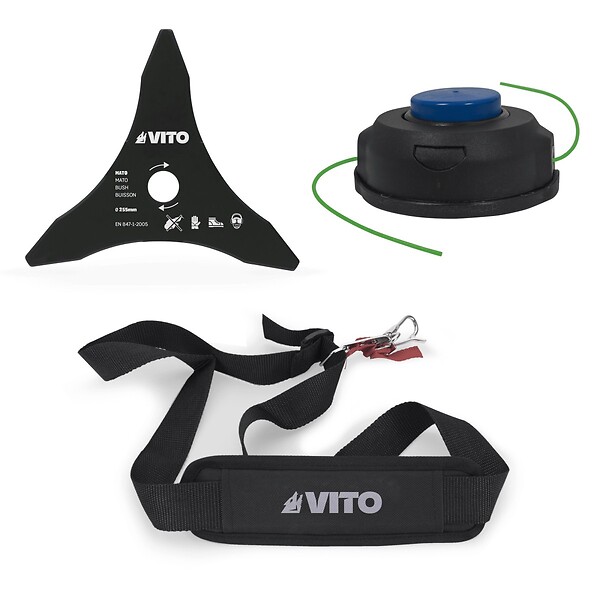 VITO - Débroussailleuse et Coupe bordure 40V + 2 Batteries Lithium 3Ah Lame Ø 250mm + Bobine de fil + Chargeur double VITO - large