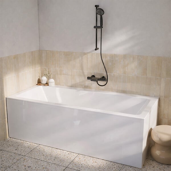 ALLIBERT - Pack Baignoire 180x80cm et 2 Tabliers recoupables - Blanc Brillant - Marina Square Duo - large