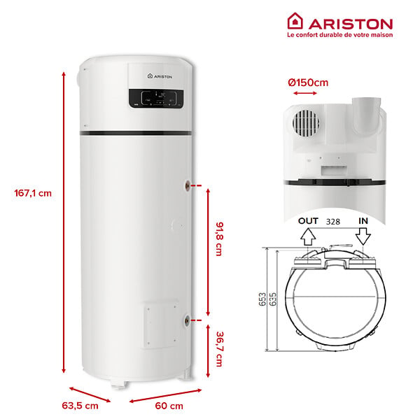 ARISTON - Ariston NUOS S2 PLUS WIFI 200L – Chauffe-eau Thermodynamique Gainable A+, R290, Cuve Titane, Made in France - large