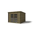 ALTANKA - Abri de jardin en bois - 9m2 - 3x3m - Traité - Ep. 28mm - Couleur: vert - DOM356 - vignette