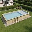 ALTANKA - Piscine hors sol en bois AQUA 10.2 x 5.2 - H.1.45 m avec plage, gris clair, fixations à sceller - BAS7310OSPI2+PLA310 - vignette