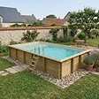 ALTANKA - Piscine hors sol en bois AQUA 10.2 x 5.2 - H.1.45 m avec plage, sable, fixations à sceller - BAS7310OSPI3+PLA310 - vignette