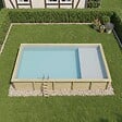 ALTANKA - Piscine hors sol en bois AQUA 10.2 x 5.2 - H.1.45 m avec plage, gris clair, cadre en métal - sans dalle - BAS7310OSPU2+PLA310 - vignette