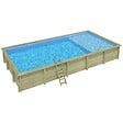 ALTANKA - Piscine hors sol en bois AQUA 10.2 x 5.2 - H.1.45 m avec plage, bleu pâle, fixations à visser - BAS7310OSPL+PLA310 - vignette