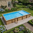 ALTANKA - Piscine hors sol en bois AQUA 10.2 x 5.2 - H.1.45 m avec plage, bleu pâle, fixations à visser - BAS7310OSPL+PLA310 - vignette