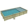 ALTANKA - Piscine hors sol en bois AQUA 10.2 x 5.2 - H.1.45 m avec plage, gris clair, fixations à visser - BAS7310OSPL2+PLA310 - vignette