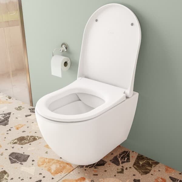 GEBERIT - Pack bâti-support Geberit extra-plat UP720 + WC sans bride Vitra S60 + Abattant SoftClose + Plaque blanche (SLIM-S60-C) - large