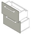 VIF - Set 2 tiroirs en Mdf - Gris clair - 45x35x1,8cm - vignette