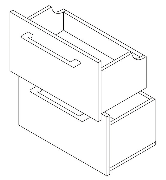 VIF - Set 2 tiroirs en Mdf - Blanc - 45x45x1,8cm - large