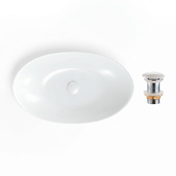 SWISS AQUA TECHNOLOGIES - Set vasque à poser Infinitio 61,5x36 cm sans trop-plein + bonde blanc mat (SATINF61536M-SET_BP) - large