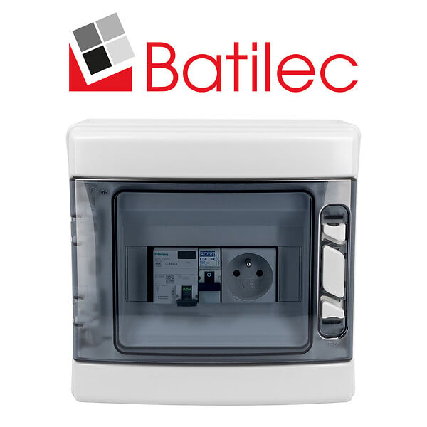 BATILEC - Tableau pré-équipé : ID 40A AC, disjoncteur 16A, prise modulaire 2P+T 16A. - large