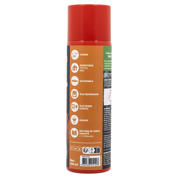 EVACUATE - Spray Extincteur 500 ml –  Multi classes A B D E F - Protection incendie - large