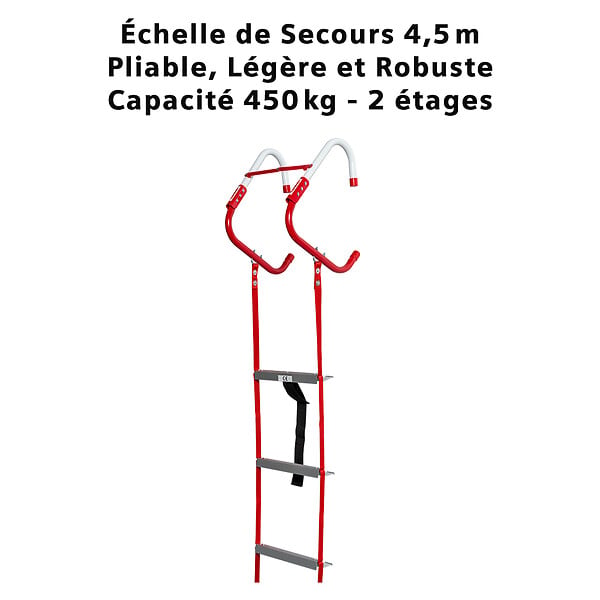ANGELEYE - Échelle de Secours 4,5 m – Pliable, Légère et Robuste - Capacité 450 kg - large