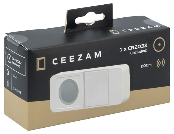 CEEZAM - Bouton poussoir pour sonnettes CEEZAM – étanche IP44, blanc, portée jusqu'à 150m - large