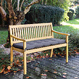 HAPPY GARDEN - Banc en acacia SIMILAN - coussins gris - vignette