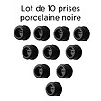 FONTINI - Lot de 10 prises avec terre Garby Colonial – Porcelaine noire  – Design rétro élégant – Installation encastrée-FONTINI - vignette