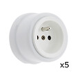 FONTINI - Lot de 5 Prises Garby – Prises Murales Intérieures Plastique Blanc – 16A / 250V – Pose en Saillie – Fabrication Européenne-FONTINI - vignette