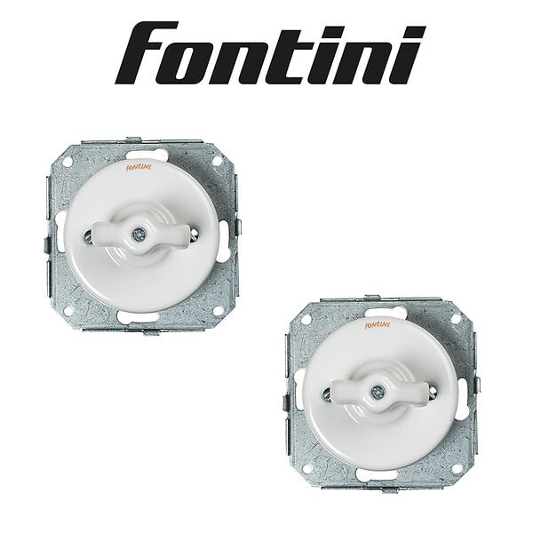 FONTINI - Lot de 2 Interrupteurs Va-et-Vient FONTINI Garby Colonial – Rétro en Porcelaine Blanche – Style Vintage, Installation Encastrable-FONTINI - large