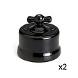 FONTINI - Lot de 2 Interrupteurs Va-et-Vient FONTINI Garby Colonial – Rétro en Porcelaine Noire – Style Vintage, Installation Encastrable-FONTINI - vignette