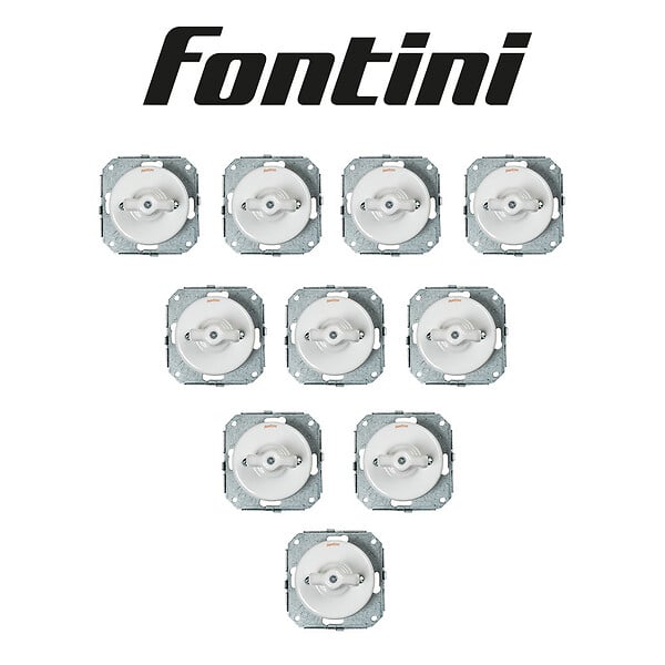 FONTINI - Lot de 10 Interrupteurs Va-et-Vient FONTINI Garby Colonial – Rétro en Porcelaine Blanche – Style Vintage, Installation Encastrable-FONTINI - large