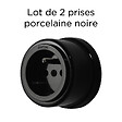 FONTINI - Lot de 2 prises avec terre Garby Colonial – Porcelaine noire  – Design rétro élégant – Installation encastrée-FONTINI - vignette