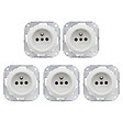 FONTINI - Lot de 5 prises Garby Colonial – Porcelaine blanche – Installation encastrée-FONTINI - vignette