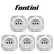 FONTINI - Lot de 5 prises Garby Colonial – Porcelaine blanche – Installation encastrée-FONTINI - vignette