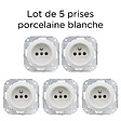 FONTINI - Lot de 5 prises Garby Colonial – Porcelaine blanche – Installation encastrée-FONTINI - vignette
