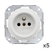 FONTINI - Lot de 5 prises Garby Colonial – Porcelaine blanche – Installation encastrée-FONTINI - vignette