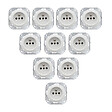 FONTINI - Lot de 10 prises avec terre Garby Colonial – Porcelaine blanche – Design rétro élégant – Installation encastrée-FONTINI - vignette