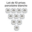 FONTINI - Lot de 10 prises avec terre Garby Colonial – Porcelaine blanche – Design rétro élégant – Installation encastrée-FONTINI - vignette