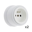 FONTINI - Lot de 2 Prises Garby – Prises Murales Intérieures Plastique Blanc – 16A / 250V – Pose en Saillie – Fabrication Européenne-FONTINI - vignette