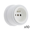 FONTINI - Lot de 10 Prises Garby – Prises Murales Intérieures Plastique Blanc – 16A / 250V – Pose en Saillie – Fabrication Européenne-FONTINI - vignette