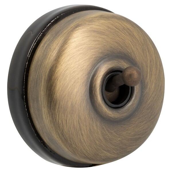 FONTINI - Interrupteur va-et-vient - Gamme Dimbler porcelaine noire - Manette laiton vieilli - Sans passe-câble 250V 10AX - Vintage-FONTINI - large