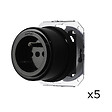 FONTINI - Lot de 5 prises avec terre Garby Colonial – Porcelaine noire – Design rétro élégant – Installation encastrée-FONTINI - vignette